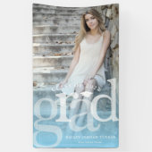 Bold AFSTUDEERDER Blue Ombre Overlay Foto Afstuder Spandoek (Verticaal)