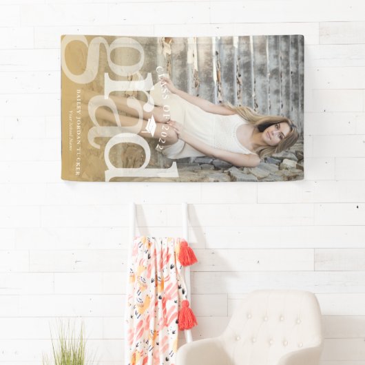 Bold AFSTUDEERDER Gold Ombre Overlay Foto Afstuder Spandoek (Insitu)