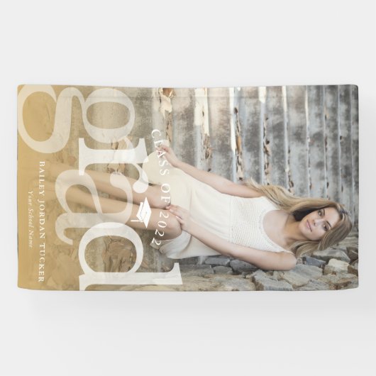 Bold AFSTUDEERDER Gold Ombre Overlay Foto Afstuder Spandoek (Horizontaal)