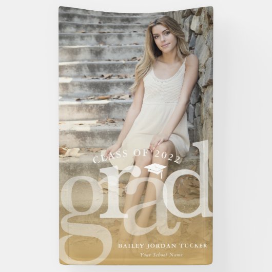 Bold AFSTUDEERDER Gold Ombre Overlay Foto Afstuder Spandoek (Verticaal)