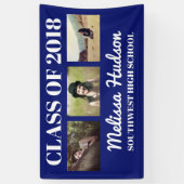 Bold Afstudeerder Navy Blue Gefeliciteerd, drie fo Spandoek (Verticaal)