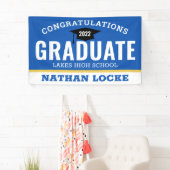 Bold Afstudeerder Royal Blue Congrates Afstuderen Spandoek (Insitu)