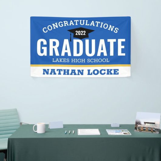 Bold Afstudeerder Royal Blue Congrates Afstuderen Spandoek (Beurs)