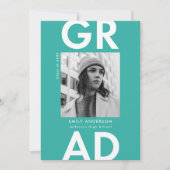 Bold Afstudeerder Turquoise Fotogradatie Partij Kaart (Voorkant)