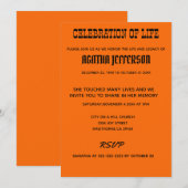 Bold Amber Celebration of Life Invitation (Devant / Derrière)