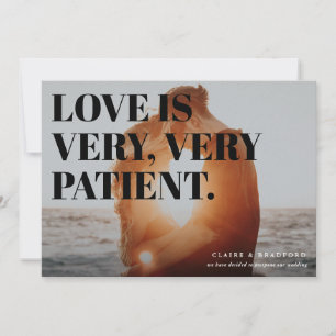 Bold and Cheeky Typographic Wedding Postponement Aankondiging