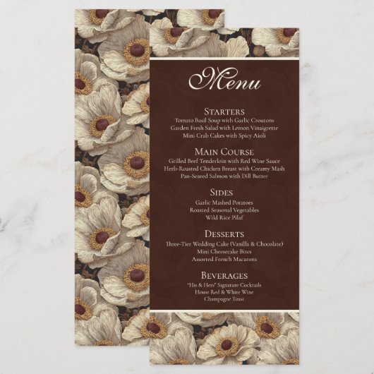 Bold Anemones Aesthetic Garden Wedding Menu (Voorkant / Achterkant)
