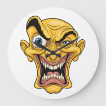 Bold Angry Cartoon Face Wall Clock – Unieke strip
