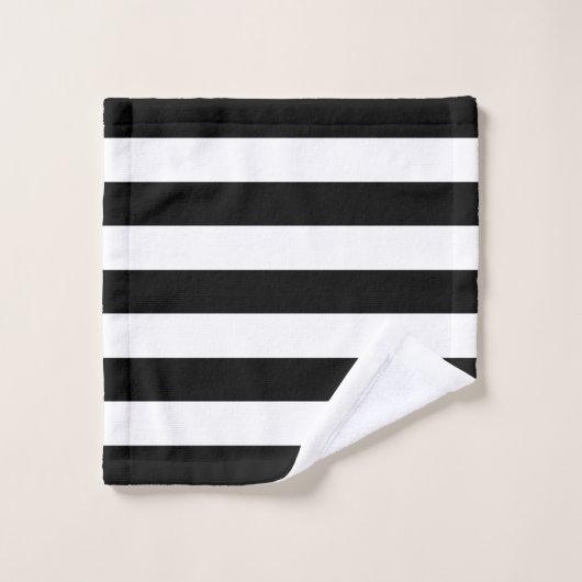 Bold Awning Stripes Black White Bad Handdoek (Wasdoekje)