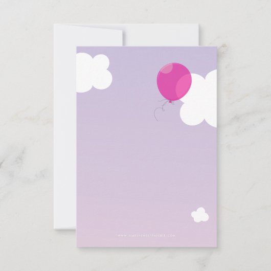 BOLD BALLON dank u notitie paarse lucht roze Kaart (Achterkant)
