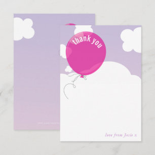 BOLD BALLON dank u notitie paarse lucht roze Kaart