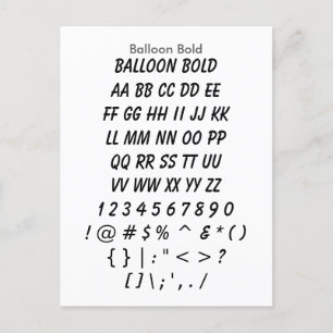 Bold ballon - voorbeeldvel voor Zazzle Font Briefkaart
