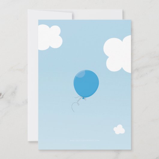 BOLD BALLOON fête d'anniversaire invitation bleu c (Dos)