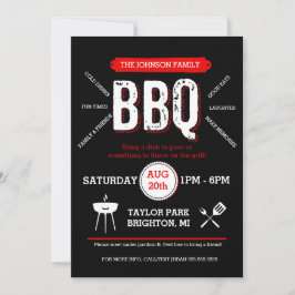 Bold BBQ Picnic Invitation, Barbecue Invite Kaart