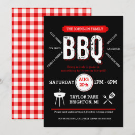 Bold BBQ Picnic Invitation, Barbecue Invite Kaart