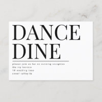Bold Big Monogram DINE DANCE Invitation de récepti