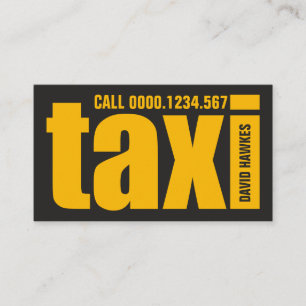 Bold Big TAXI Letters Striking Yellow Taxi Service Visitekaartje