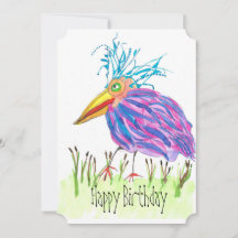 Bold Bird Waterverf Schilderij Flat Verjaardag Kaa