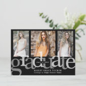 Bold Black Afstuderen Afstuderen Trio Collage Aankondiging (Staand voorkant)