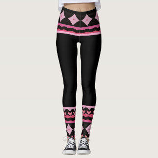 Bold Black and Pink Graphic Leggings