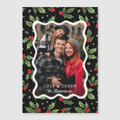 Bold Black Christmas Holly Wavy Lijst Foto (Voorkant)