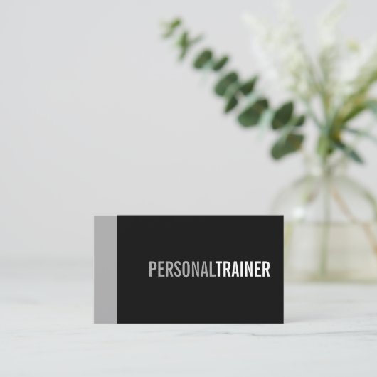 Bold Black en Grey Personal Trainer Visitekaartje (Staand voorkant)