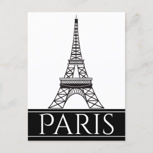 Bold Black en White Paris Eiffel Tower Briefkaart