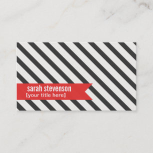 Bold Black en White Striped Red Ribbon Group Visitekaartje