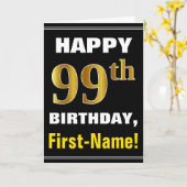 Bold, Black, Faux Gold 99e anniversaire avec carte (Fleur jaune)