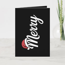 Bold Black Merry Christmas Santa Hat Feestdagen Kaart