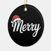 Bold Black Merry Christmas Santa Hat Keramisch Ornament (Links)