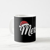 Bold Black Merry Christmas Santa Hat Koffiemok (Voorkant links)