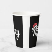 Bold Black Merry Christmas Santa Hat Papieren Bekers (Rechts)