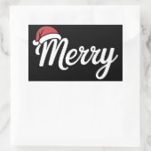 Bold Black Merry Christmas Santa Hat Rechthoekige Sticker (Tas)