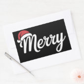Bold Black Merry Christmas Santa Hat Rechthoekige Sticker (Envelop)