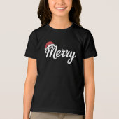 Bold Black Merry Christmas Santa Hat Tri-Blend Shirt (Voorkant)