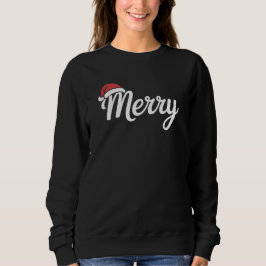 Bold Black Merry Christmas Santa Hat Trui