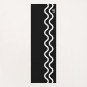 Bold Black Modern Minimal Wavy Lines With Initials Yogamat (Voorkant)