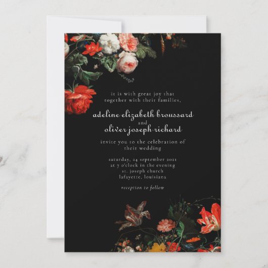 Bold Black & Red Floral Weddenschap (Voorkant)