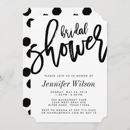 Bold Black Script Modern Bridal Shower-uitnodiging Kaart (Voorkant / Achterkant)