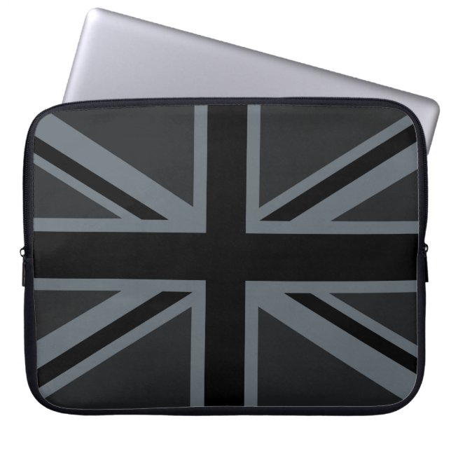 Bold Black Union Jack Laptop Sleeve (Voorkant)
