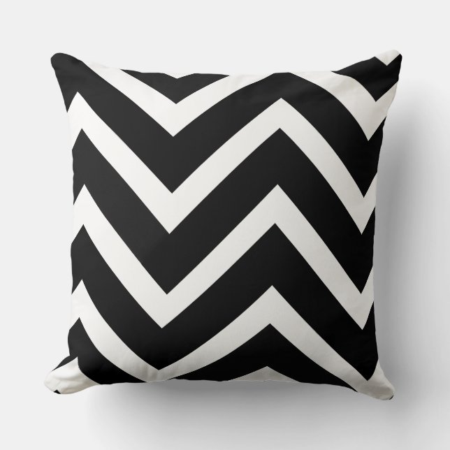 Bold Black White Chevron Geometric Pattern Kussen (Voorkant)