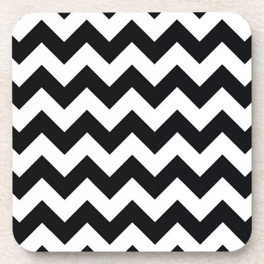 Bold Black & White Chevron Zig Zag Pattern Bier Onderzetter (Voorkant)