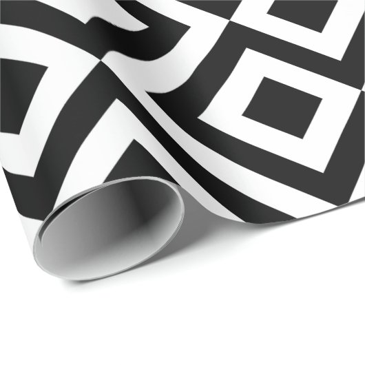 Bold Black White Diamond Zigzag Geometric Pattern Cadeaupapier (Rol Hoek)