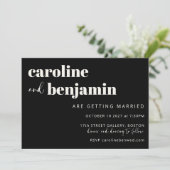 Bold Black White Elegant Modern Photo Weddenschap Kaart (Staand voorkant)