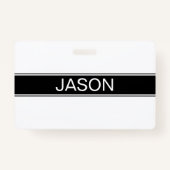 Bold Black & White Stripe Editable Text Badge (Voorkant)