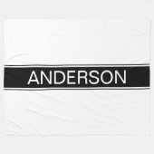 Bold Black & White Stripe Editable Text Fleece Deken (Voorkant (Horizontaal))