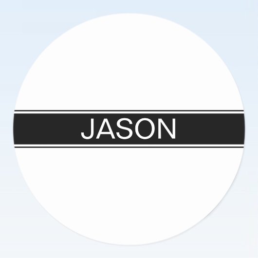 Bold Black & White Stripe Editable Text Ronde Sticker