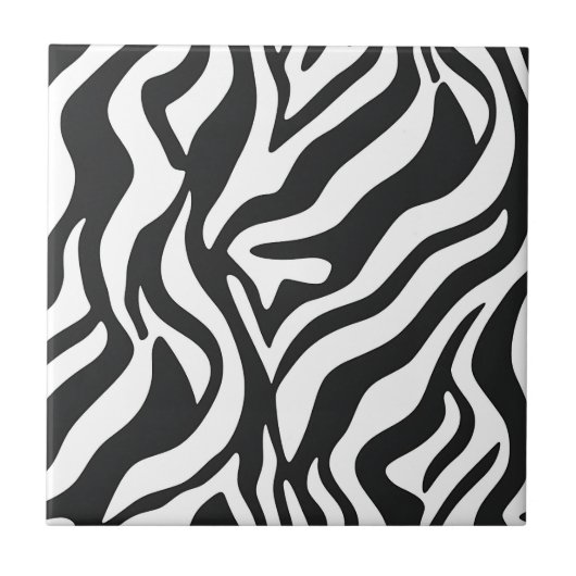 Bold Black White Zebra Stripe Wild Animal Pattern Tegeltje (Voorkant)
