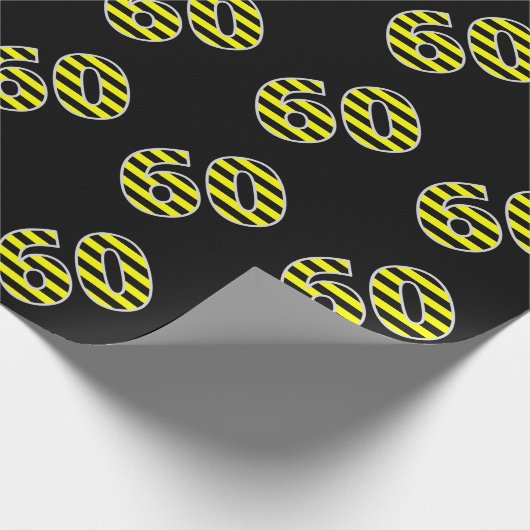 Bold, Black & Yellow Stripes 60 Event # (Verjaarda Cadeaupapier (Hoek)
